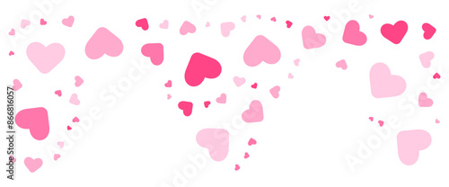 Pink hearts corner particles. Vector illustration.	