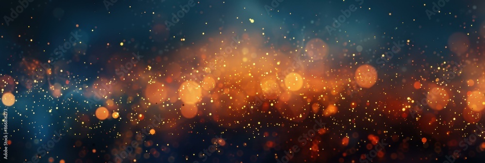 Fototapeta premium Glowing orange and blue bokeh background. AI.