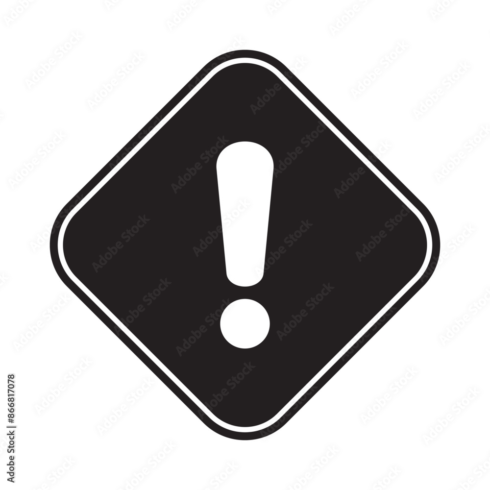 Alert icon. Warning sign and symbol. Exclamation mark in rhombus. Alert icon. Warning sign and symbol. Exclamation mark in rhombus.