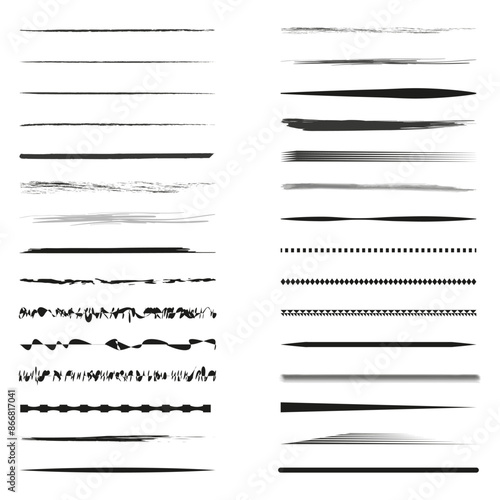 Wallpaper Mural Ink and brush lines. Black vector set. Artistic border collection. Grunge abstract design. Torontodigital.ca