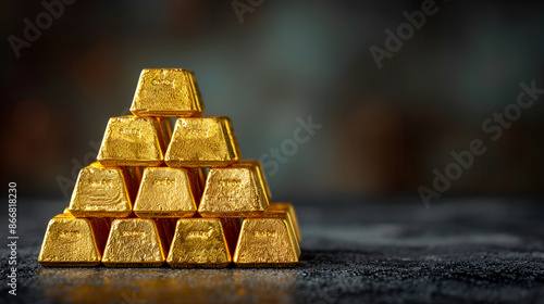 Stacks of pure gold bar background