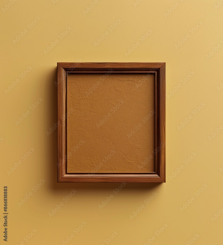 Wooden frame mockup in yellow minimalistic room with copy space for artwork. Wooden frame mockup in yellow minimalistic room with copy space for artwork.