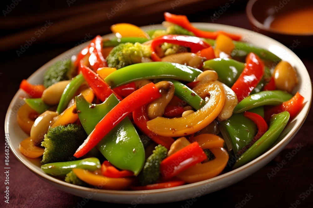 Vibrant Stir-Fried Vegetables Medley in a Rustic Bowl Vibrant Stir-Fried Vegetables Medley in a Rustic Bowl