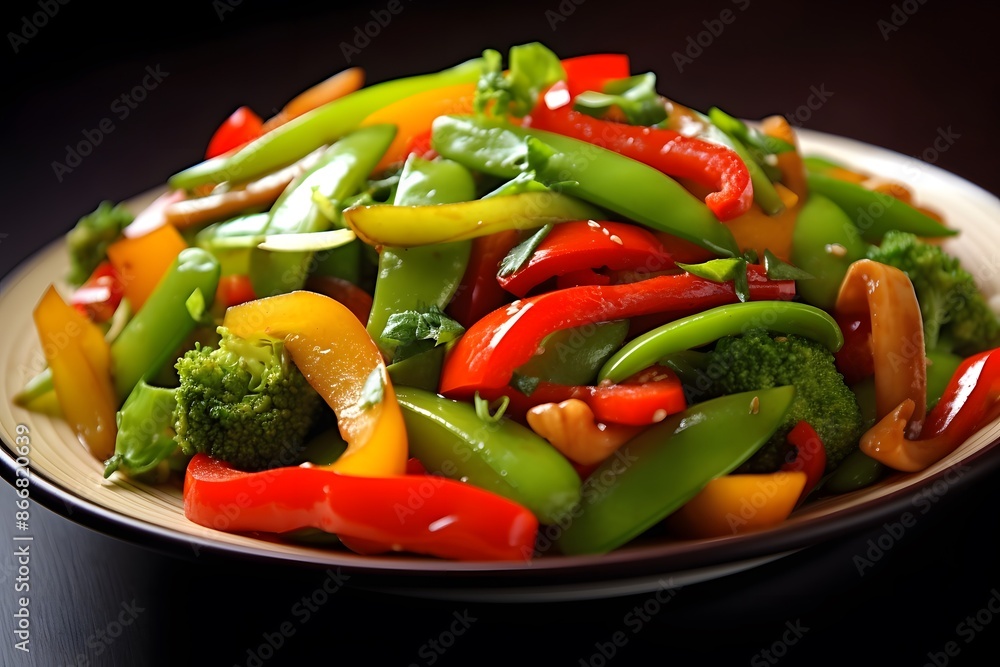 Vibrant Stir-Fried Vegetables Medley in a Rustic Bowl Vibrant Stir-Fried Vegetables Medley in a Rustic Bowl