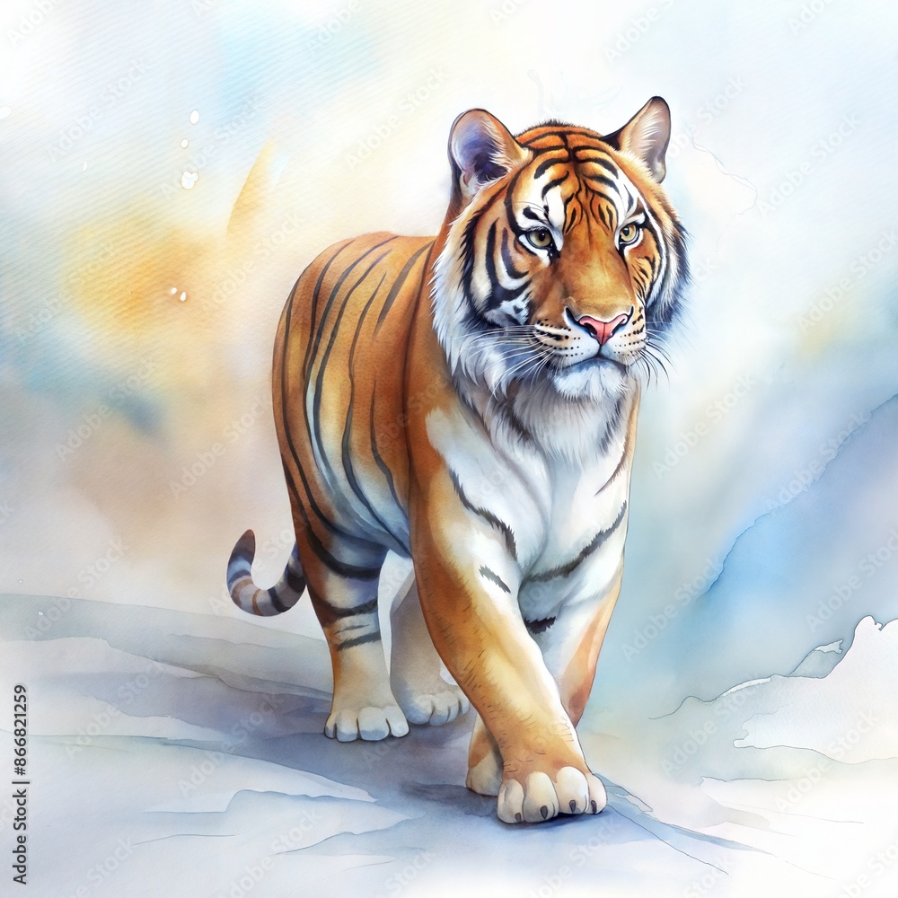 Obraz premium tiger. watercolor art illustration.