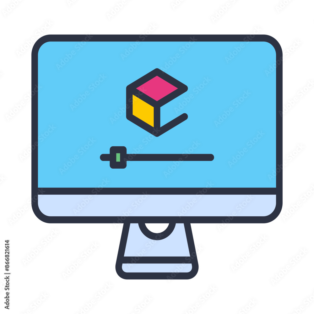 Computer icon. 3D rendering computer icon. Professional rendering hardware