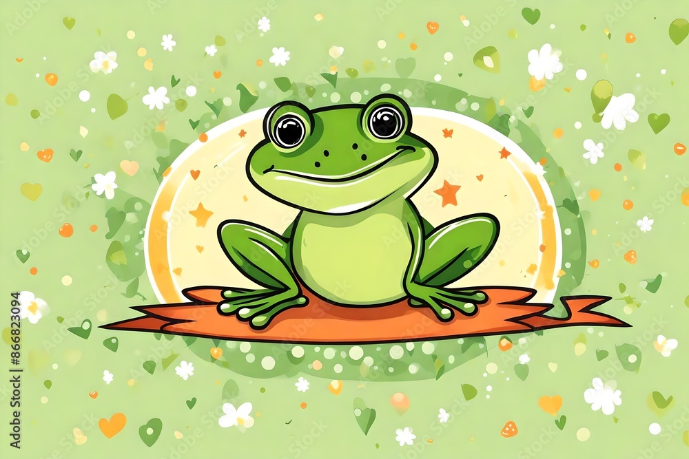 Cute frog Symbol of the day in a leap year, celebrating the frog jump event, on a festive background. Cute frog Symbol of the day in a leap year, celebrating the frog jump event, on a festive background.