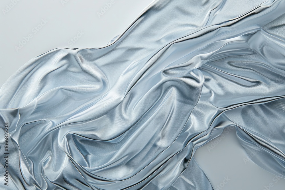 Abstract flowing silver fabric with smooth, elegant folds. Perfect for minimalist and modern design projects. Abstract flowing silver fabric with smooth, elegant folds. Perfect for minimalist and modern design projects.