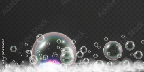 Air bubbles.Soap foam vector illustration on a transparent background.

