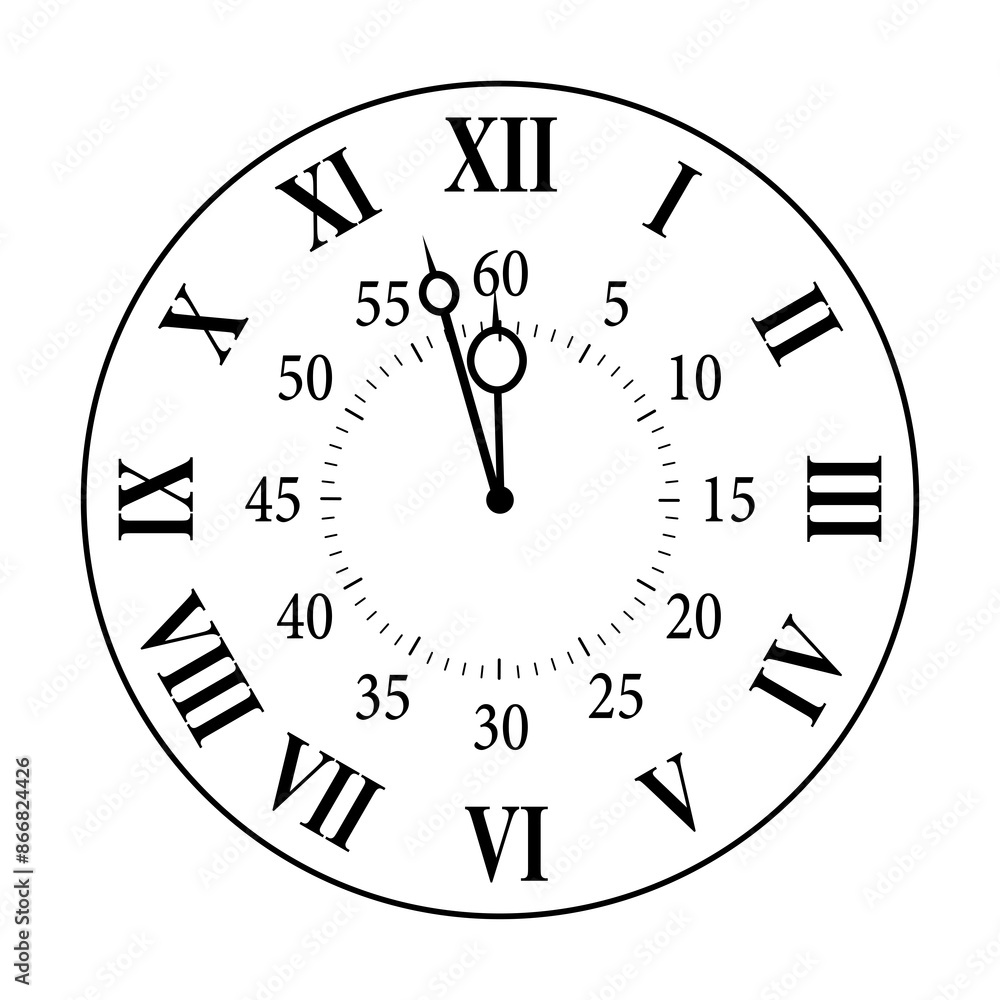 Watch face with hour and minute hands Watch face with hour and minute hands