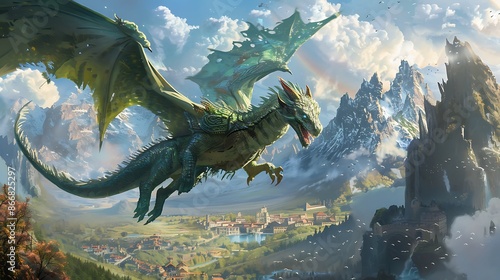 Transport yourself a world of fantasy and imagination with enchanting images of mythical creatures magical landscapes and epic quests igniting your sense of wonder and adventure © Premium Resource