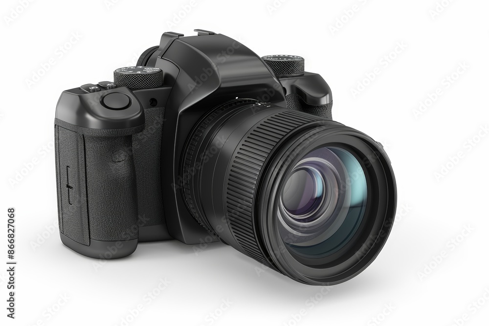 a digital camera with a zoom lens, isolated on a white background a digital camera with a zoom lens, isolated on a white background
