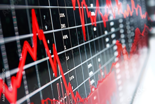 a downward-trending stock market graph with red arrows, isolated on a white background