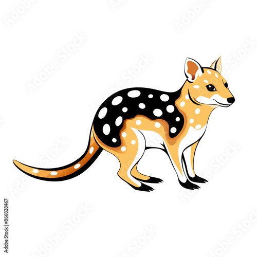 quoll, a carnivorous marsupial native to Australia, known for its distinctive bushy tail and whiskers.  photo