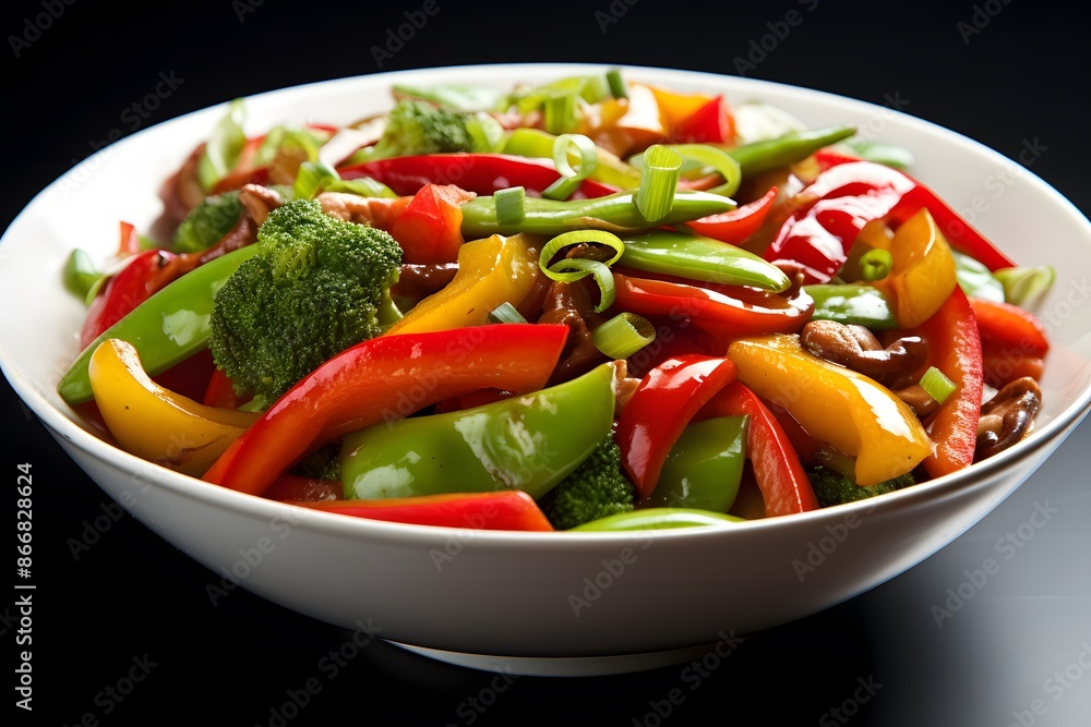 Vibrant Stir-Fried Vegetables Medley in a Rustic Bowl Vibrant Stir-Fried Vegetables Medley in a Rustic Bowl