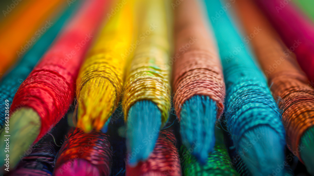 Colorful threads close up arranged next to each other Colorful threads close up arranged next to each other