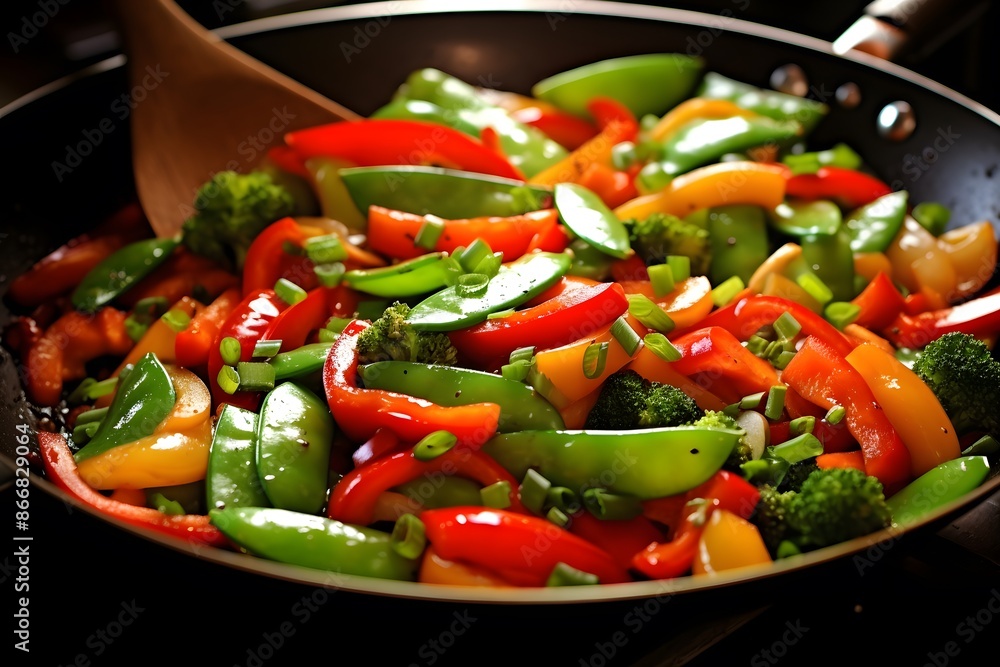Vibrant Stir-Fried Vegetables Medley in a Rustic Bowl Vibrant Stir-Fried Vegetables Medley in a Rustic Bowl