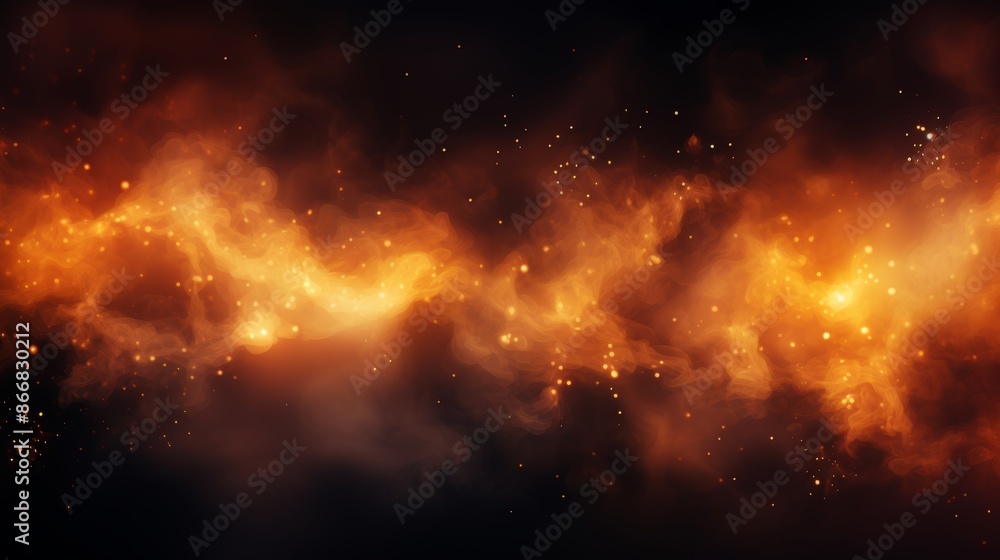 Fiery spark overlay on smoke and flame background with orange sparkle in vector illustration Fiery spark overlay on smoke and flame background with orange sparkle in vector illustration