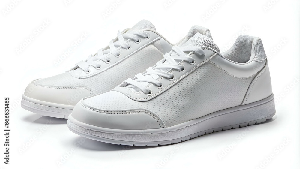 Full white sneakers on white background, including clipping path Full white sneakers on white background, including clipping path