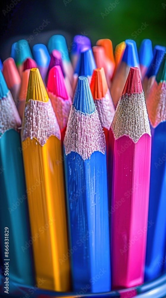 Colorful Crayons Close-Up. Generative ai. Colorful Crayons Close-Up. Generative ai.