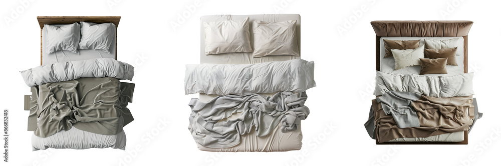 Bed top view isolated on transparent background. Stock Illustration ...