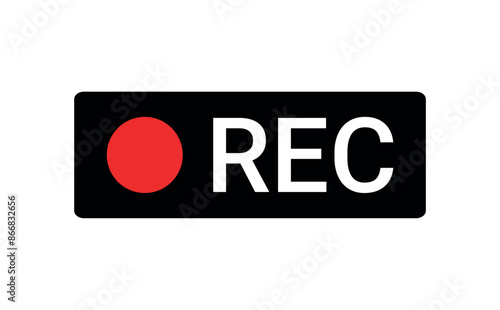 Recording sign icon. Red logo camera video recording symbol, rec icon