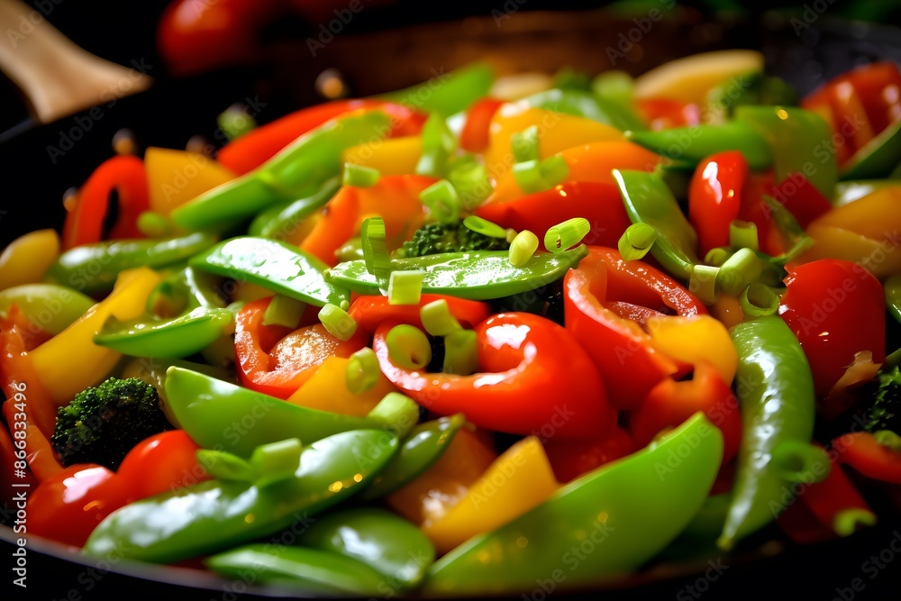 Vibrant Stir-Fried Vegetables Medley in a Rustic Bowl Vibrant Stir-Fried Vegetables Medley in a Rustic Bowl