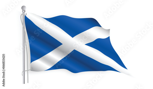 Scotland or Scottish flag waving on a flag pole.