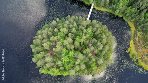 Aerial view of lake Haukkalampi, Nuuksio National Park, Finland photo