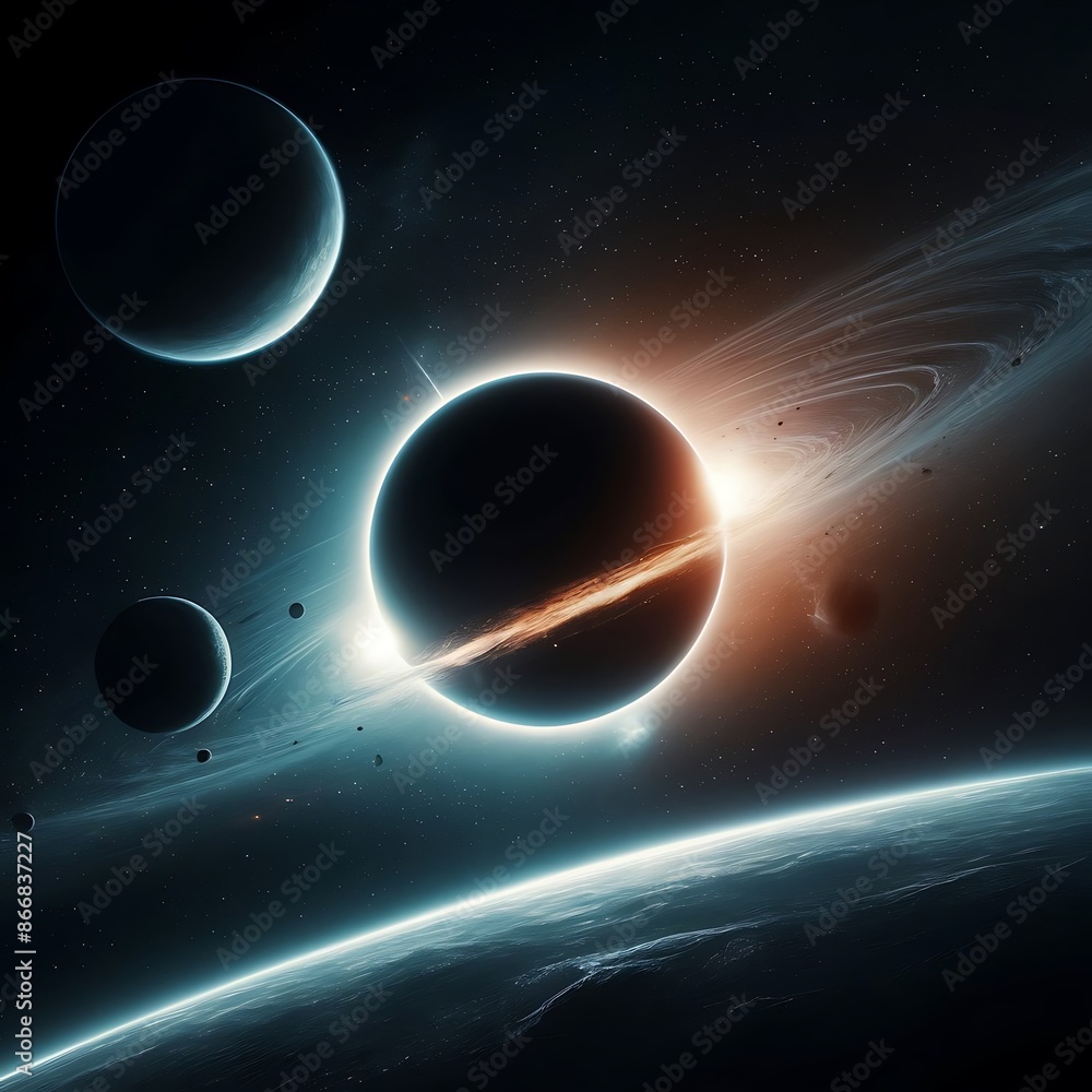 Obraz premium Solar system 3D render, Planet rotation trajectories, 3D Infographics, Solar system planets, Universe, Sun, Mars, Jupiter, Saturn, Neptune, Pluto, Venus, Mercury, Uranus