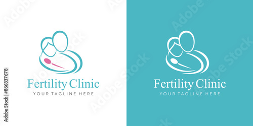 fertility clinic logo. This concept is a visual representation of helping a couple's fertility to quickly have children
