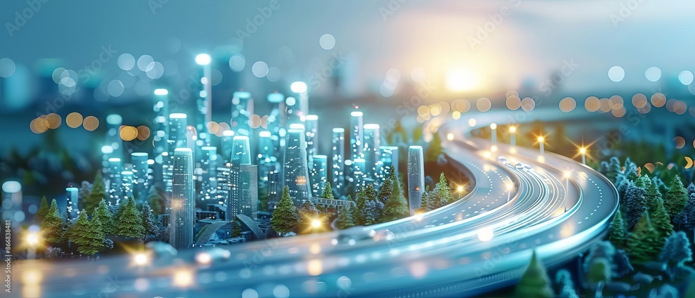 A futuristic highway system managed by intelligent traffic management ...