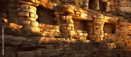 Ancient Stone Structure with Golden Light photo