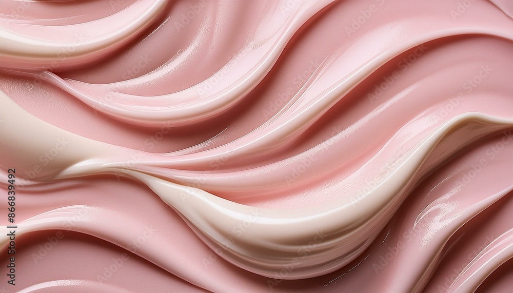 Moisturizer waves on a pastel pink background, creating a smooth, glossy, and fresh aesthetic. Moisturizer waves on a pastel pink background, creating a smooth, glossy, and fresh aesthetic.