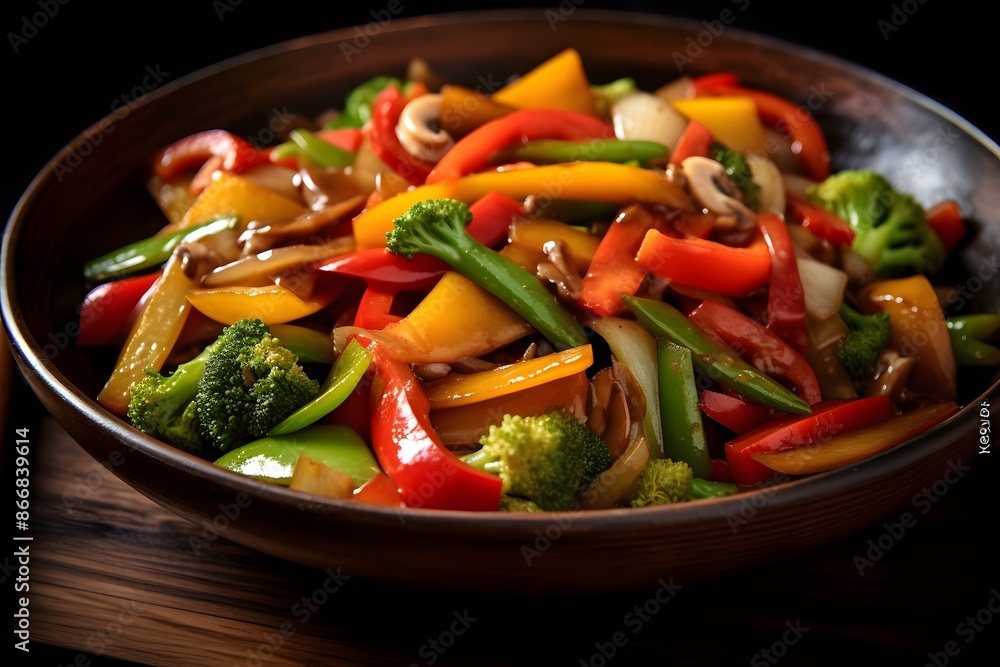Vibrant Stir-Fried Vegetables Medley in a Rustic Bowl Vibrant Stir-Fried Vegetables Medley in a Rustic Bowl