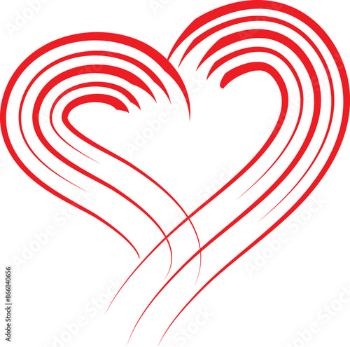 Grunge scribble symbol heart, red marker isolated on white vector editable