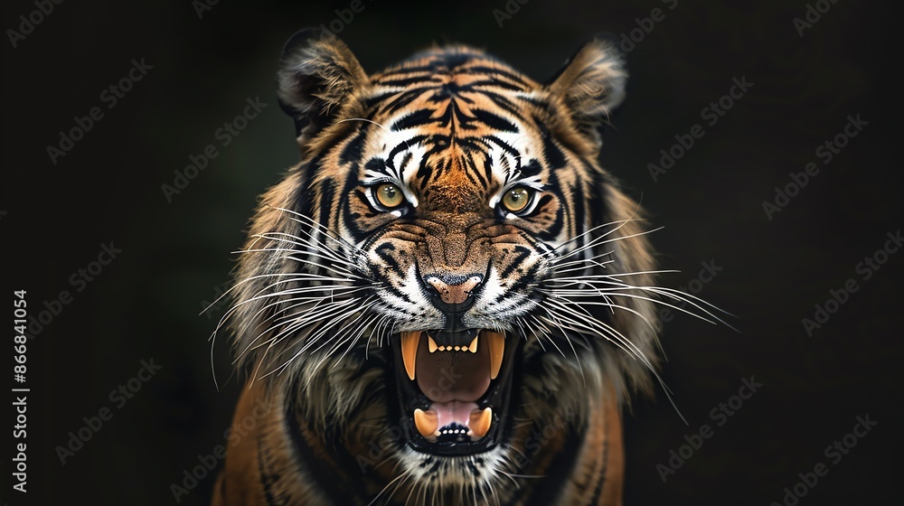 Obraz premium A tiger shows its strong teeth