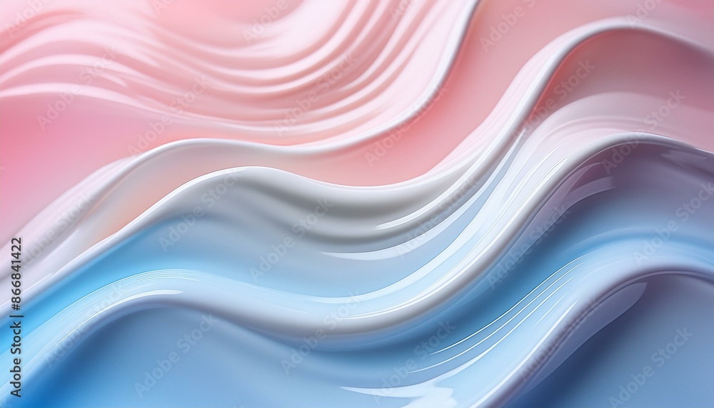Smooth white lotion texture on a pastel pink and blue gradient background. Smooth white lotion texture on a pastel pink and blue gradient background.