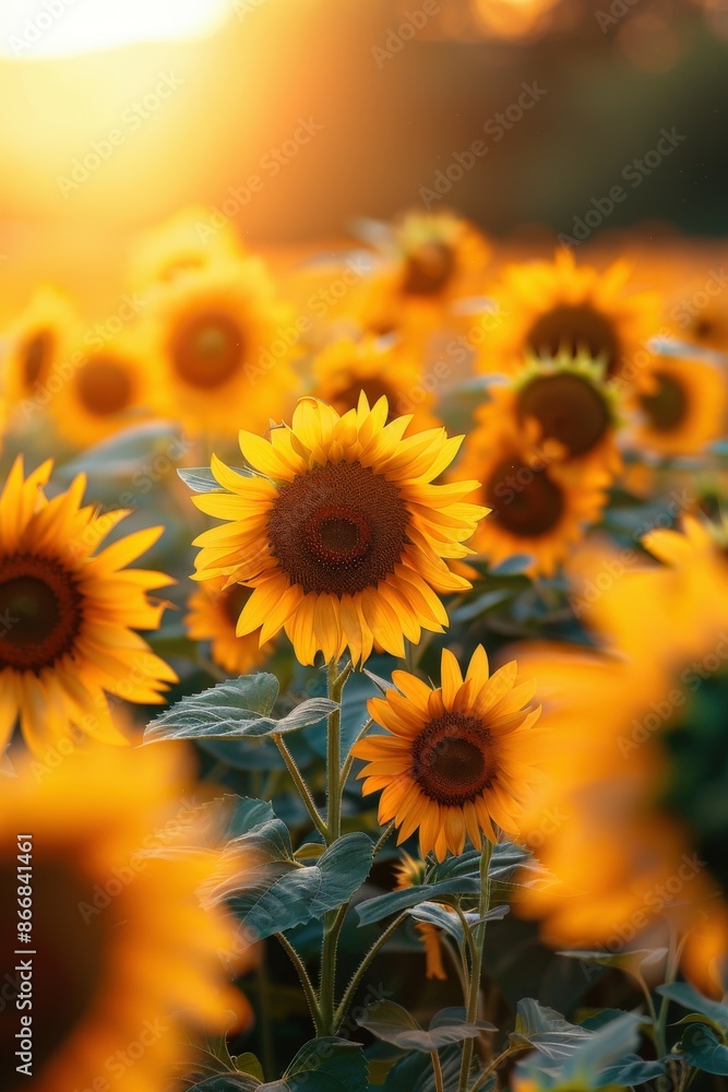 Sunflowers in a Field at Sunset Sunflowers in a Field at Sunset