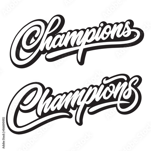 
Champions vector lettering. Handwritten text label. Typographic design.vector illustration