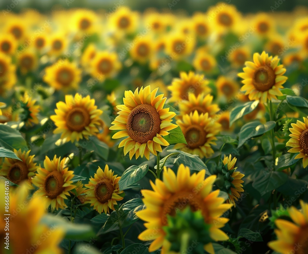 Blooming Sunflowers in a Field Blooming Sunflowers in a Field