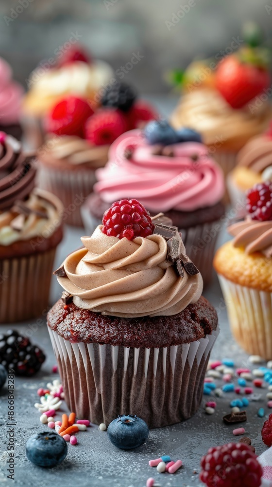 Delicious Cupcakes With Various Fillings and Decorations Delicious Cupcakes With Various Fillings and Decorations
