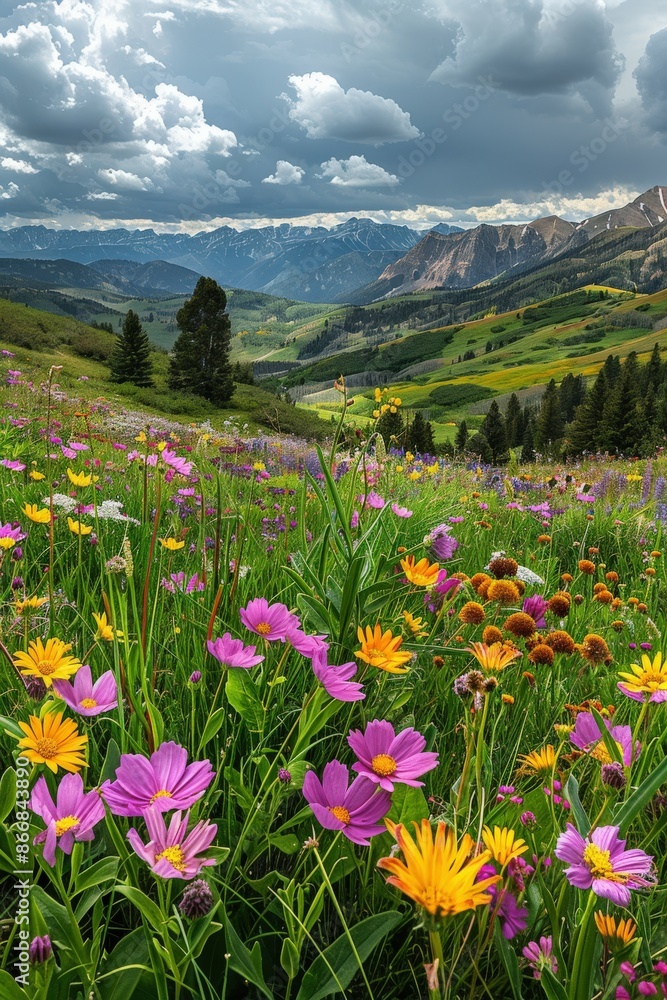 Fototapeta premium Wildflowers Bloom in Rocky Mountain Meadow