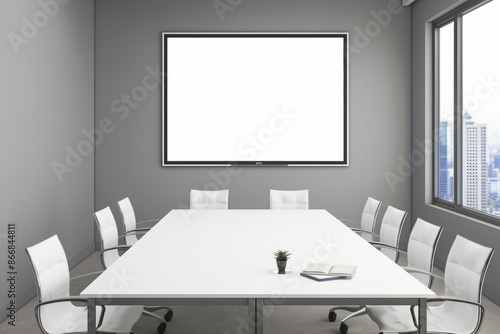 A white Mockup on the wall in the Office for negotiations. Image for advertising