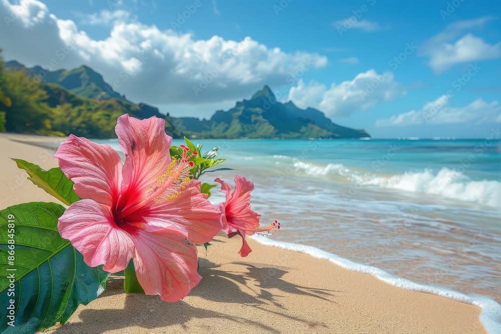 Hibiscus Flowers on a Beach in Hawaii Hibiscus Flowers on a Beach in Hawaii