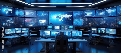 Futuristic Security Monitoring Room
