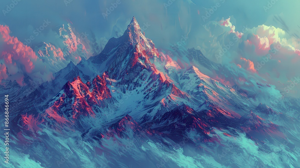Obraz premium Anime Snowcapped Mountains