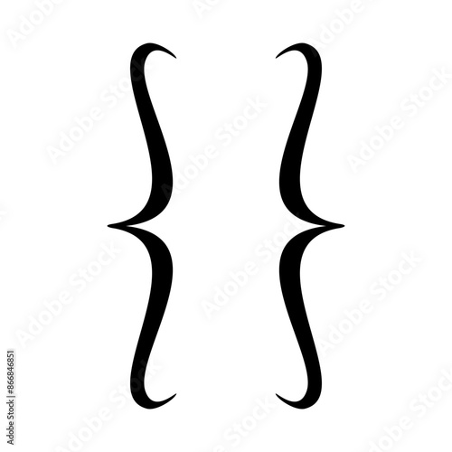 Curly bracket vector icon. Parentheses, Punctuation Symbol isolated on white background. Typography symbol. Hand drawn Curly braces black icon. Frame for text . Minimal vector illustration