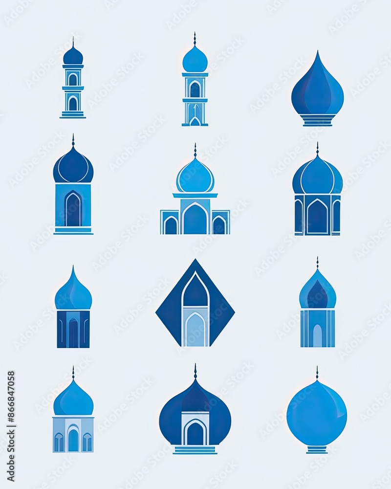 icon set illustration of a mosque and icon set illustration of a church icon set illustration of a mosque and icon set illustration of a church