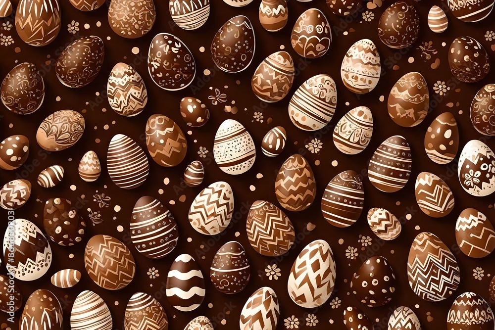 Easter wallpaper with chocolate eggs on a brown. Easter wallpaper with chocolate eggs on a brown.